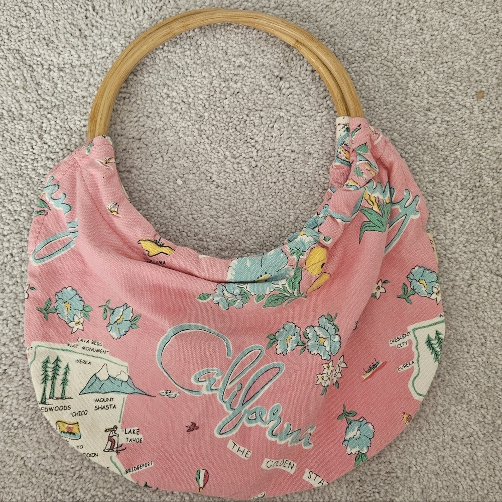 HOLLISTER &CO vintage Purse pink with bamboo handles
